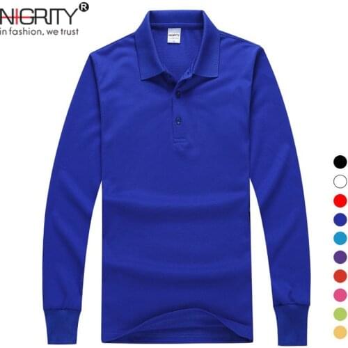NIGRITY Mens Polo Shirt Brands 2019 Male Long Sleeve Polo Shirts Men Fashion Casual Cotton Slim Fit Polos Men Jerseys Plus Size