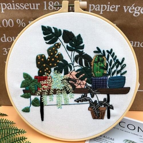 Plants Series 3D Embroidery Material Package DIY Embroidery Kit Cross Stitch Tool Primary Novice Bordados Hanging Painting Decor