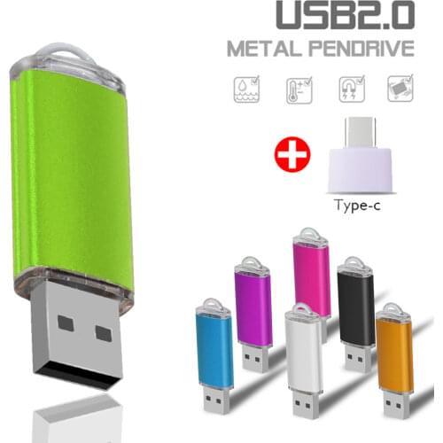 Metal usb flash drives USB2.0 Flash Drive 128GB External Storage Memory Stick 32G 16G PenDrives High Speed 64G Pendrive cle usb