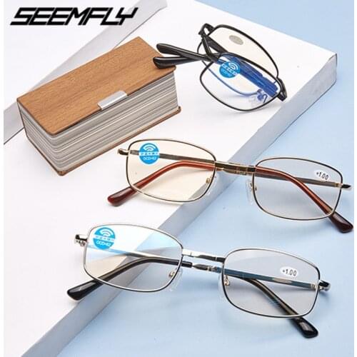 Seemfly Portable Reading Glasses Men Women Folding Anti Blue LLight Presbyopic Eyeglasses +1.0 +1.5 +2.0 +2.5 +3.0 +3.5 +4.0 New