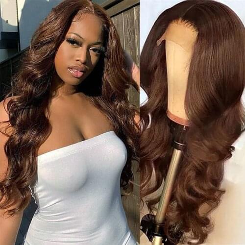 13x4 Lace Front Wigs With Baby Hair Brown Color Body Wave Glueless Wigs Brazilian Remy Human Hair Wig Pre Plucked For Women 180