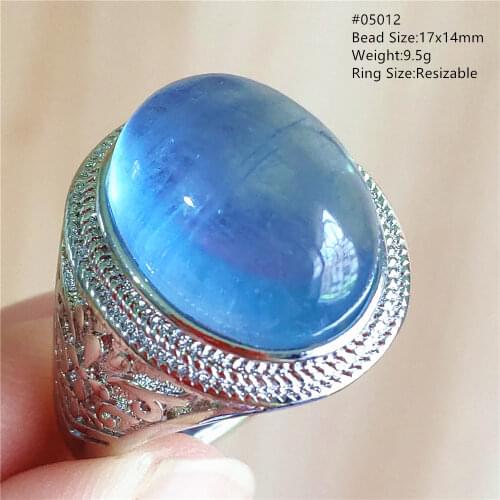 Genuine Natural Blue Aquamarine Crystal Beads Adjustable Ring 925 Silver 21x14mm Love Gift Stone Aquamarine Ring AAAAAA