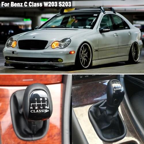 For Mercedes Benz C Class W203 S203 Manual 5 6 Speed Shifter Car Leather Boot Gear Shift Knob Head Lever Cover Accessories