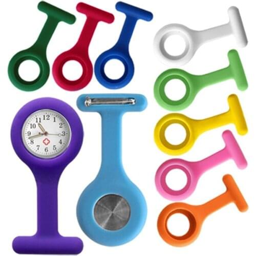 Shellhard 1Pc Silicone Nurse Watch Fashion Luminous Hand Medical Brooch Pocket Watch With 10Pcs Random Color Silicone Covers