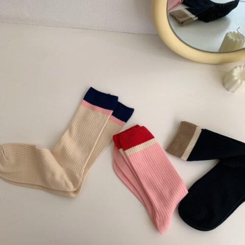SP&CITY Spring Sports Color Matching Women Short Socks Fashion Striped Middle Cotton Socks Comfortable Simple Art Sock Hipster