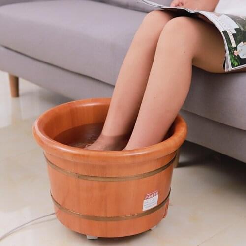 Solid Wooden Bucket Heating Constant Temperature Foot Bath Barrel Household Automatic Massage Detox Foot Spa Machine
