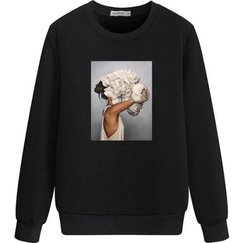 Spring and Autumn Tops Womens Clothing Fashion Black Printed Polar Fleece Casual Simple Streetwear Women korean fashion