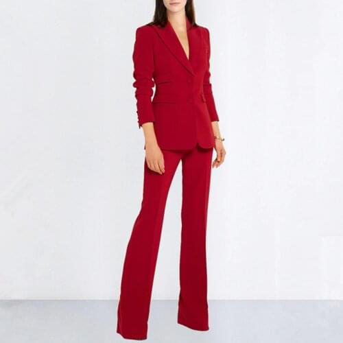 Burgundy Slim Fit Women Pantsuits Jacket Women Long Sleeve Suit Women Elegant Tailored Collar Jacket Suits Female Ladies Suits