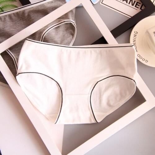 Womens Solid Color Underwear Panties Cotton Underpants Mid Waist Seamless Female Briefs Little Fresh Girls Underwear Briefs
