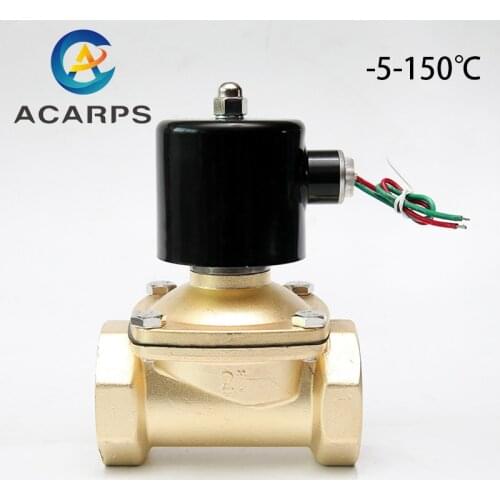 2" Brass Solenoid Valve High Temperature 150 Degrees Normally Closed 220V 110V 24V 12V With VITON Seal For Water Oil Air