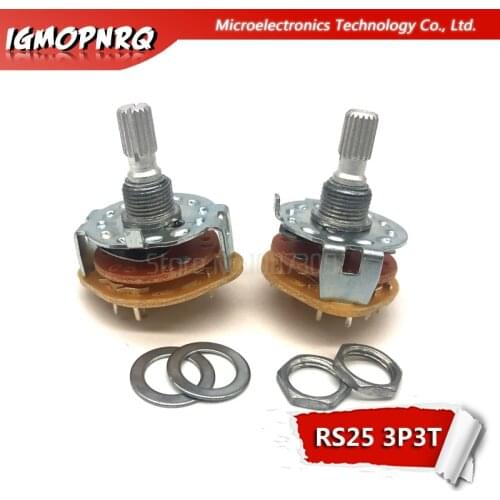 2PCS RS25 Band switch 3P3T Mount Rotary Switch Selector Band 3 Pole 3 Position Knob Switch Band Switches