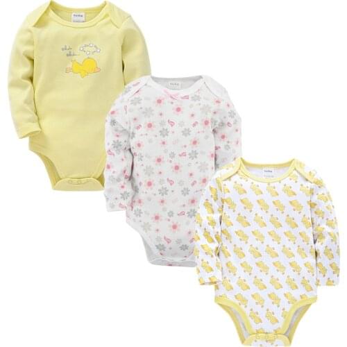 2021 Newborn Baby Girl Clothes 3 pcs Autumn 100% Cotton Body Bebe Bodysuit Long Sleeve Cute Print Jumpsuit