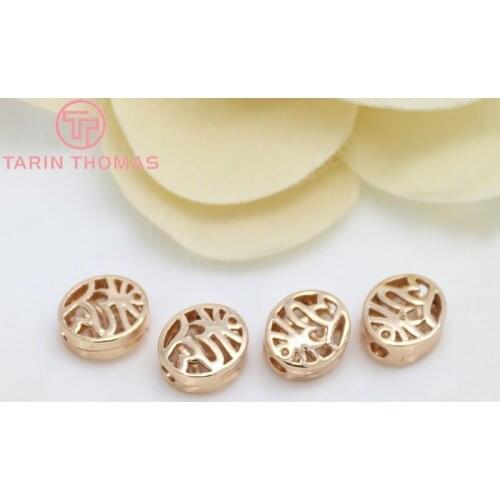 6PCS 8x9MM 24K Champagne Gold Color Plated Brass Oval Spacer Beads Bracelet Beads High Quality Diy Jewelry Accessories