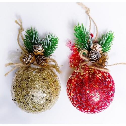 3 Pcs Christmas Tree Foam Big Balls Set Red Gold Pendants Decoration Home House Xmas Ornaments New Year 2022 Navidad Decor