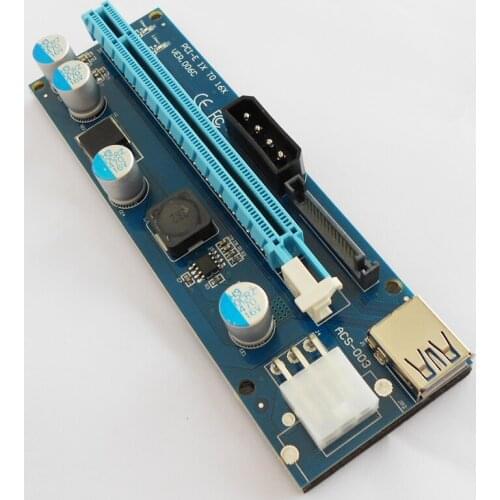 3 in 1 4pin 6pin SATA PCI-E Riser Card USB 3.0 LED 60cm PCI Express 1x to 16x PCIE Riser Card for Antminer Bitcoin Miner Mining