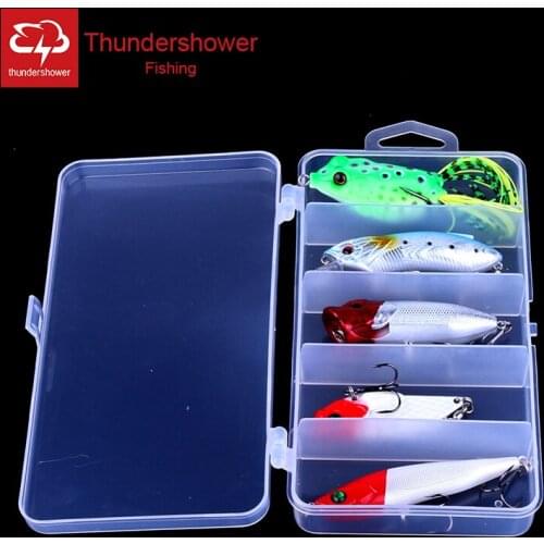 5pcs Mix Fishing Lures 1 Minnow 1 Popper 1 pencial 1 VIB 1 frog Wobblers Hard Lure Lifelike Bait Artificial Fishing Tackle(Z016)