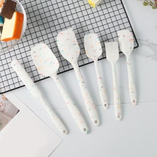 6PCS Silicone Baking Tool Set Universal Assorted Cream Spatula Pastry Brush Cake Baking Mixing Tool Cooking Spatula Set