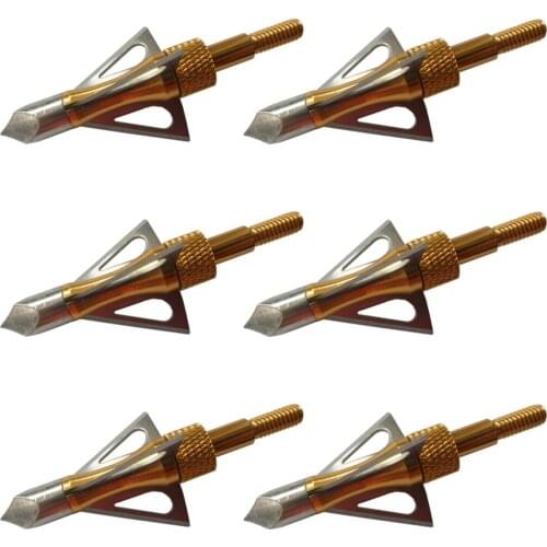 6Pcs Golden Chase Broadheads 100Grain 3 Fixed Steel Blade Fit Compound Bow Crossbow