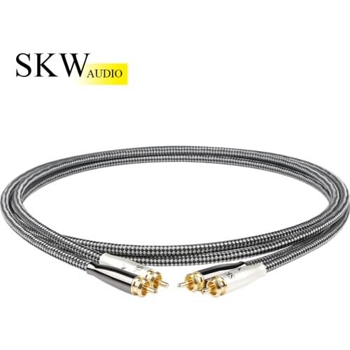 SKW Silver-plate On OCC Hi-Fi 2Rca To 2 Rca Male To Male Audio Cable For Car Dsp Connect To Amplifier CD Connect To Amplifier