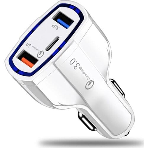 Dual USB+Type C Car Charger Quick Charge QC3.0 Mobile Phone Fast Charging 3 Ports Adapter For iPhone Huawei Xiaomi Samsung Nokia