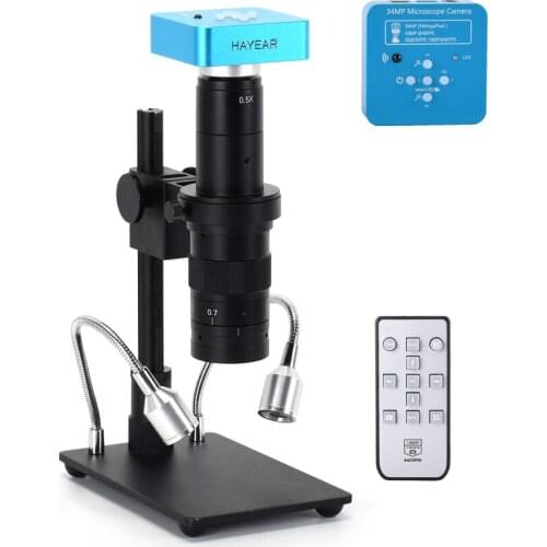 Hayear 34MP Digital Microscope with 180X C-Mount Lens 2K HDMI USB Industrial 3400W Microscope Camera Kit for Phone Repair