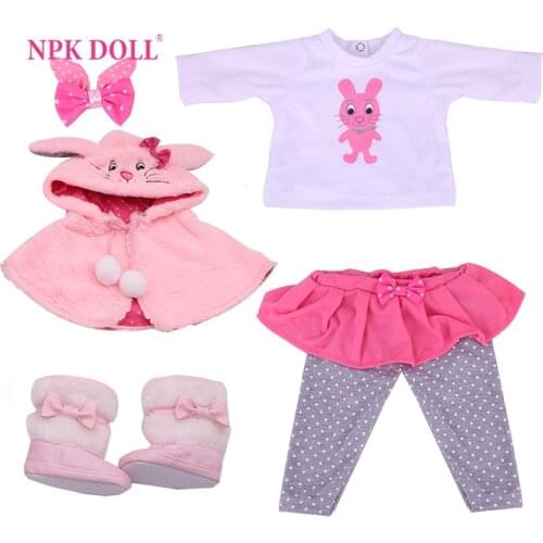 Reborn Baby Doll Clothes Pink Girl Princess Winter Coat for 16 inch Dolls Girl Fashion Rabbit Cloak Beautiful Doll Dress