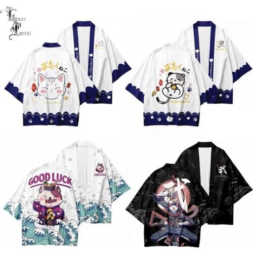 Kawaii Cute Neko Cat 3D Printing Japanese Kimono Haori Yukata Women/Men Fashion Summer Casual Cool Short Sleeve Streetwear