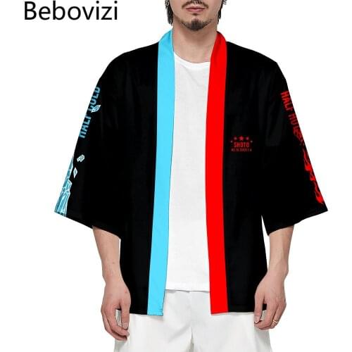 Japanese Style Cat Samurai Kimono Streetwear Men Women Cardigan Fashion Orange Japan Harajuku Anime Robe Clothing 2021 Summer