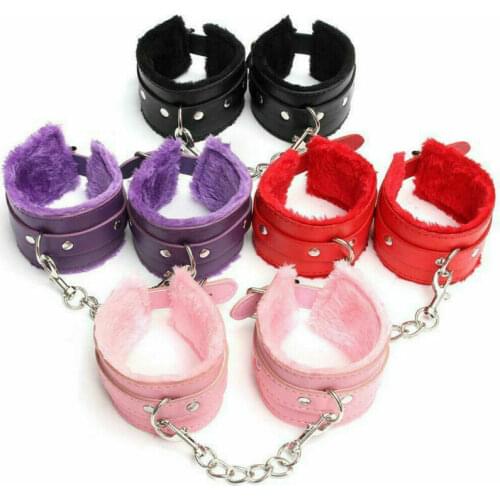 Ring Ankle Cuffs Slave Hand Handcuffs Up Restraint Toy Leather Furry Sex