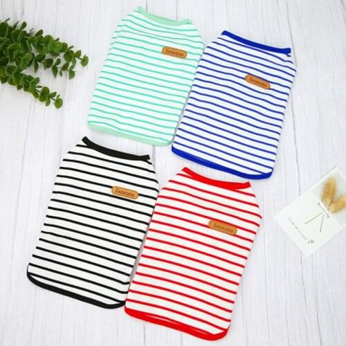 Summer Cat Vest Pet Clothing Cat clothes Jacket for Small Dog clothes Printed Stripe Vest Costume Birthday T-shirt Puppy Clothes