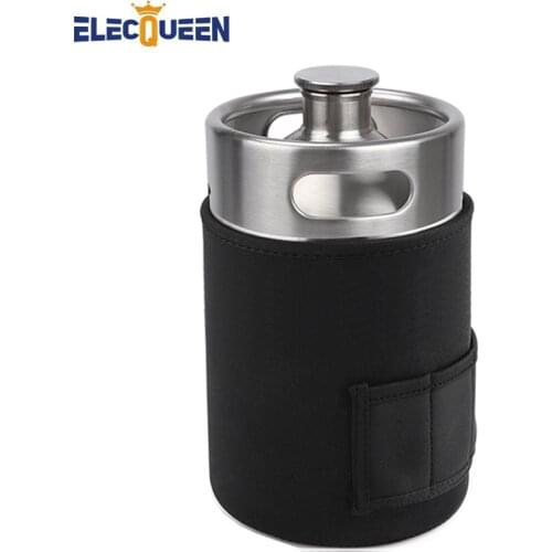 Pressurized Mini Keg with Neoprene Parka, 304 Stainless Steel Beer Keg 5l Keep Cooler Insulation Jacket Home brew Beer Growler