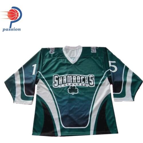 MOQ 5pcs 100% Polyester Ice Hockey Jersey with Green
