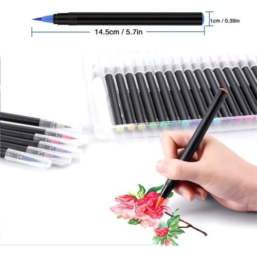 24 Colors Set Waterolor Felt-Tip Pens Brushes for Painting Doodle Art Markers Pen Coloring Calligraphy Achool Supplies Professio