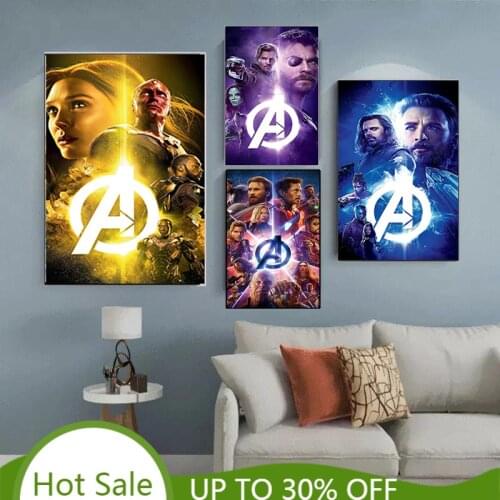 Marvel Avengers Superhero Canvas Painting Anime Spider Man Iron Man Hulk Art Wall Print Picture Poster for Kids Home Decor