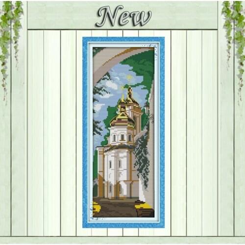 Russian customs castle famous scenery painting Embroider sets Cross Stitch DMC 14CT 11CT Counted print on canvas Needlework kits