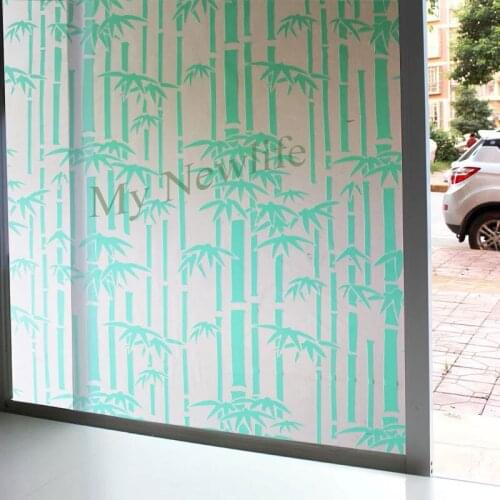 Green bamboo Frosted Window sticker Privacy Glass Stickers Sliding door balcony Bedroom Self-Adhesive Home Decorative 90*200cm