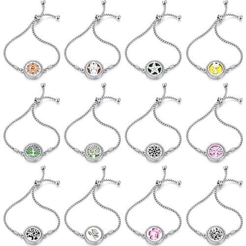 New Aromatherapy Bracelet Jewelry Crystal Stainless Steel Zircon Perfume Locket Essential Oil Diffuser Rhinestone Women Gift