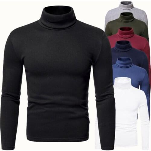 Autumn and Winter New MenS Warm Turtleneck Sweater Slim Knit Sweater Top Plus Fleece Pullover Bottoming Shirt S-2XL