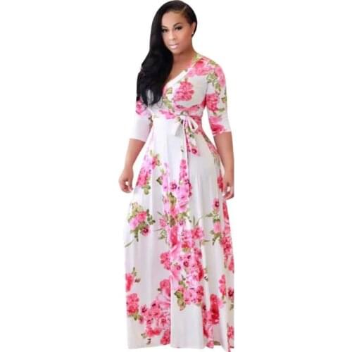 Latest New Style Leisure Beach Women Clothing Dashiki Fashion Summer New Long Sleeve Plus-size Dresses In Vintage Print S-5XL
