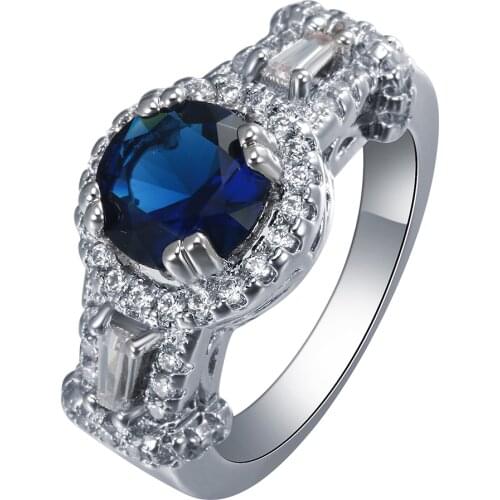 Fashion engagement rings For Woman size 7 8 9 New blue white cz finger Jewelry hot quality Wedding gift luxury promise rings