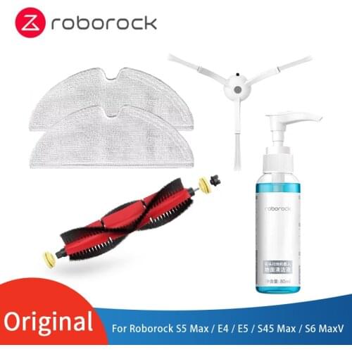 Original Roborock accessories for S5 Max/E4/E5/S45 Max/S6 MaxV detachable main brush, side brush, mop, cleaning fluid Gift Box