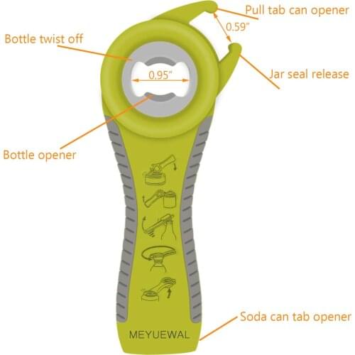 Jar Opener,5 in 1 Multi Function Can Opener Bottle Opener Kit with Silicone Handle Easy to Use for Elderly, Arthritis Sufferers