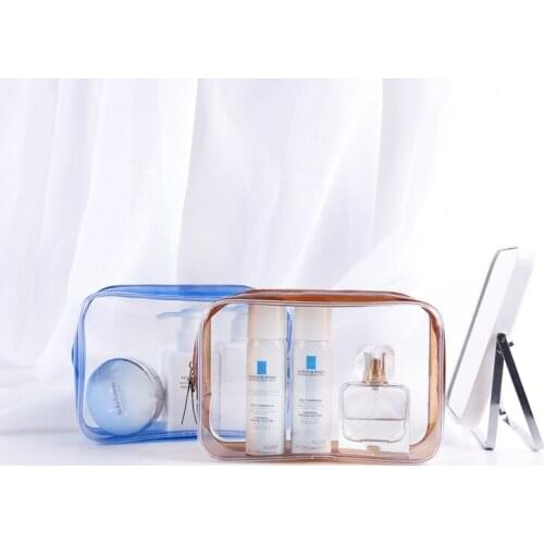 Transparent PVC cosmetic bag travel zipper transparent waterproof cosmetic storage bag portable shower toilet storage bag