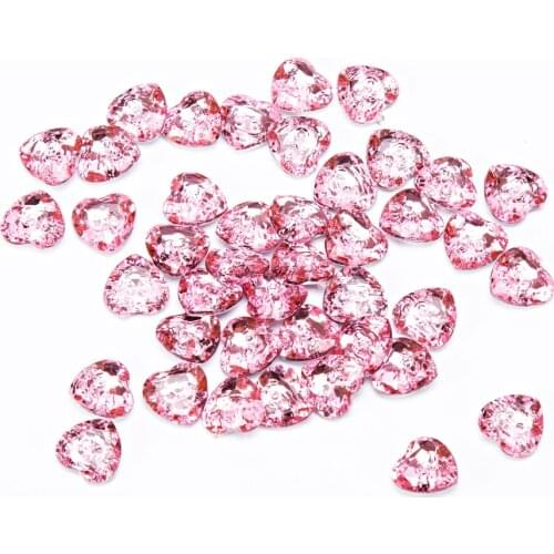 500pcs 12x13mm Clear Pink Heart Buttons Acrylic Sliver Plated Shiny Button Embellishments Scrapbooking Wedding Cardmaking