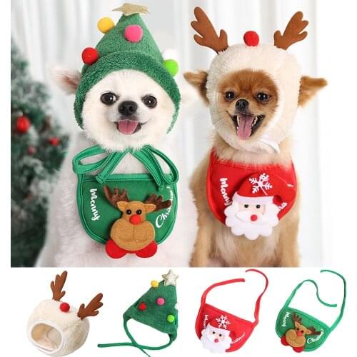Dog Cat Pet Christmas Hat Saliva Towel Bib Teddy Law Fight Hiromi Autumn And Winter Clothes Dress Up Supplies