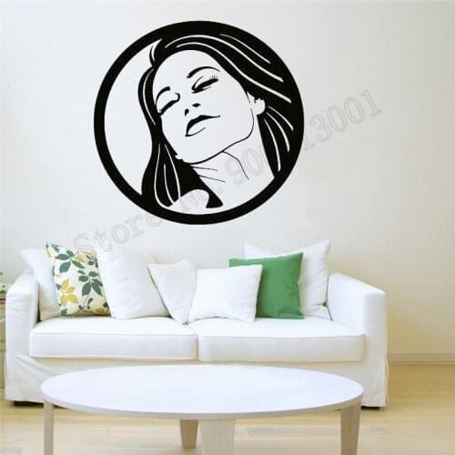 Long Hair Girl Room Decoration Art Vinyl Removeable Poster Beauty Salon Wall Sticker Modern Fashion Ornament Decal Mural LY778