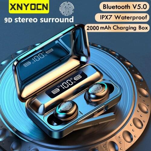 Xnyocn Headset TWS 2200mAh Charging Box Earphone Bluetooth 5.0 Wireless Headphones 9D Stereo Sports Waterproof Earbuds With Mic