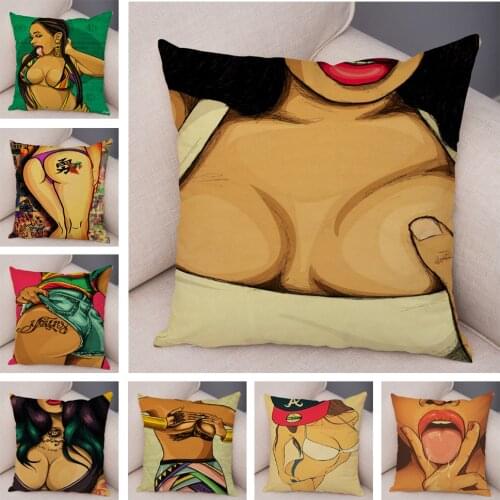 Sexy Lady Pillow Case Decor Vintage Beautiful Women Cushion Cover Soft Plush Pillowcase for Sofa Car Home Bedroom 45x45cm