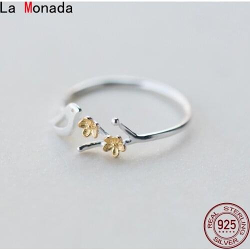 La Monada 925 Sterling Silver Women Rings Korean Minimalist Jewelry Silver Bird Finger Rings For Women Silver 925 Adjustable