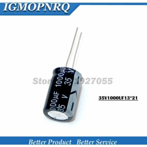 10PCS 35V1000UF 13*21mm 1000UF 35V 13*21 Aluminum electrolytic capacitor
